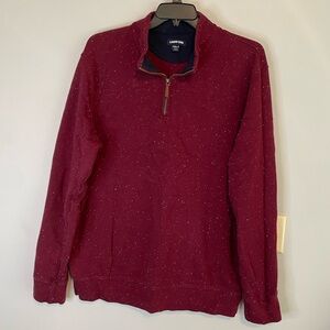 Lands End Casual Knit Pullover Men’s Sweater. Mock Neck w/Quarter Zip. Casual.